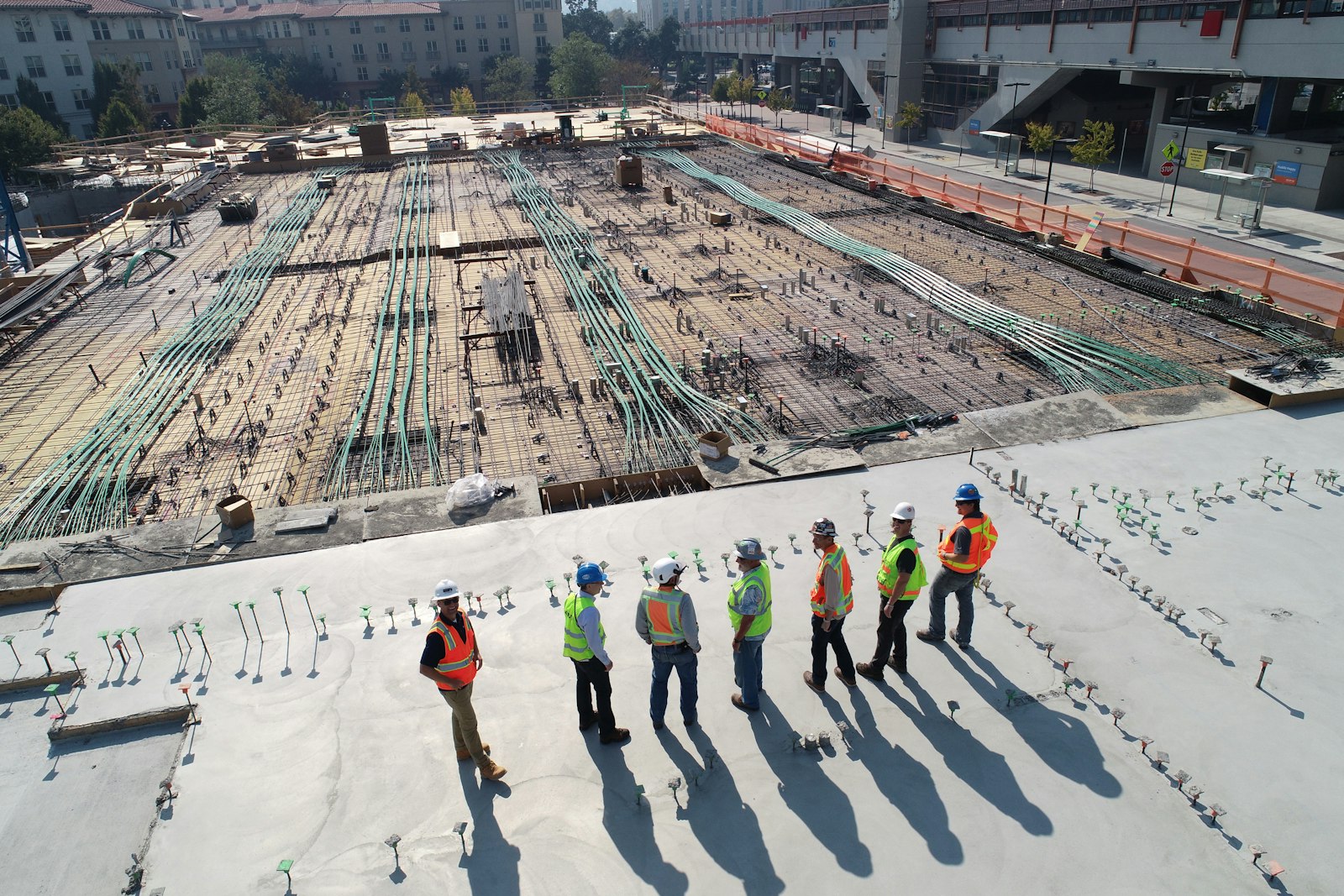 MEP rough-in and corridor framing — floor 2